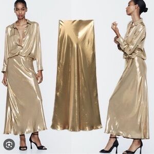Zara Gold Maxi Skirt